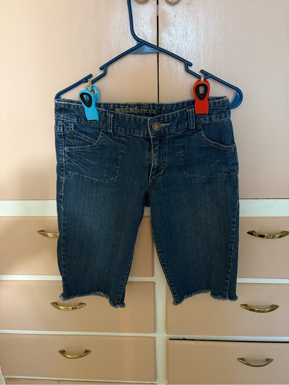 Mossimo Supply Co. Dark Blue Cutoff Frayed Hem Denim Shorts